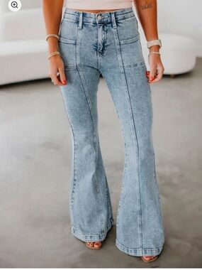 Saige Boot Cut Flare High Waist Light Wash Denim Jean Womens 13 / 31 Stretch